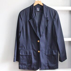 Liz Claiborne Women's VTG Navy Blue Two Button Gold Sport Jacket Blazer Size 12